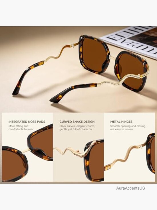 Oversized Square Polarized Sunglasses Women UV Protection Vintage main image 5